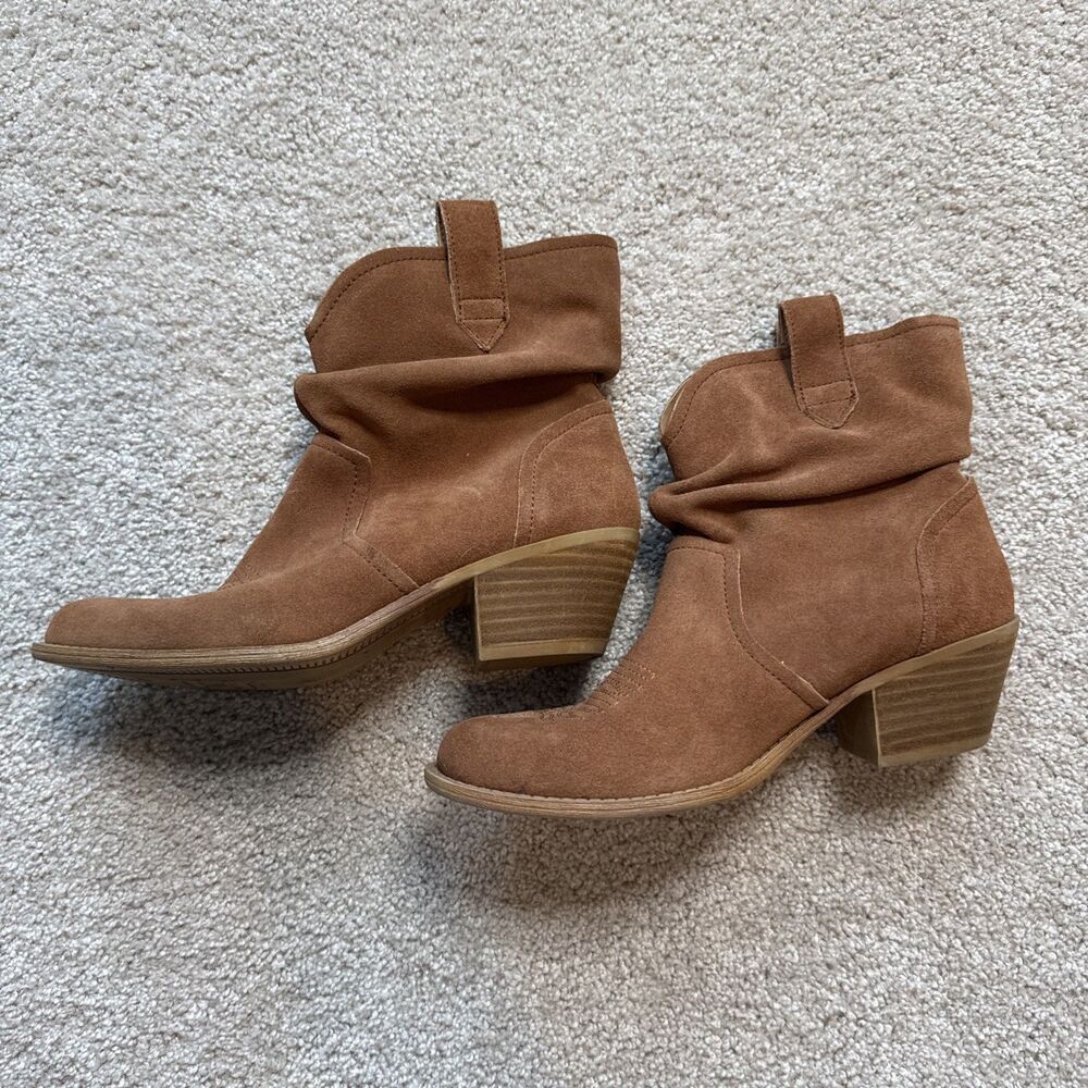 Dingo DI 132 Womens Dark Tan Suede Brown Slouch Western Booties Size 7.5